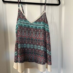 Patterned Sleeveless Top & Pant Set- Top Multicolor